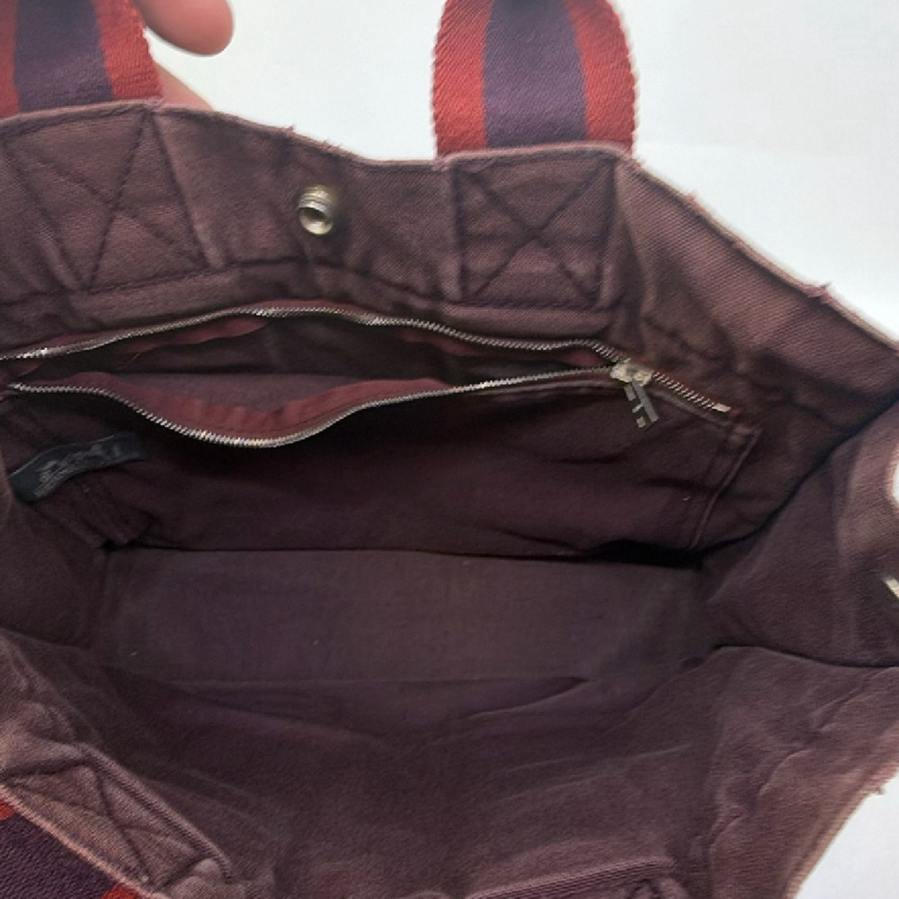 Hermès Herbag Cabas Burgundy Canvas Tote Bag - Picture 6 of 8
